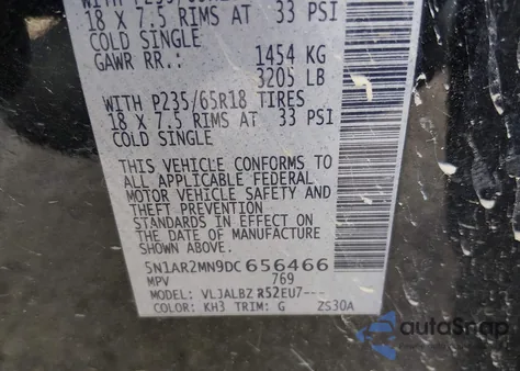 2013 Nissan Pathfinder S z USA, uszkodzony, nr VIN 5N1AR2MN9DC656466